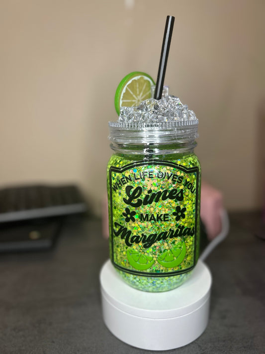 Margarita Mason Jar W. Iced Out Lid